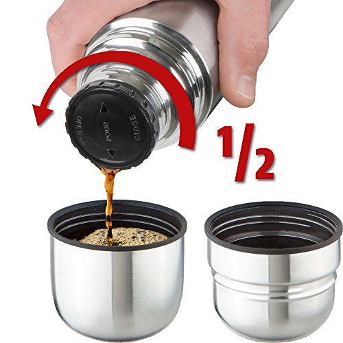 Isosteel Vakuum-Isolierflasche 0, 75 L Duo 9900D Top 0 75 Litre Stainless Steel Vacuum Flask – Silver, 8.2 x 7.7 x 30.4 cm, Silber - Thumbnail 5