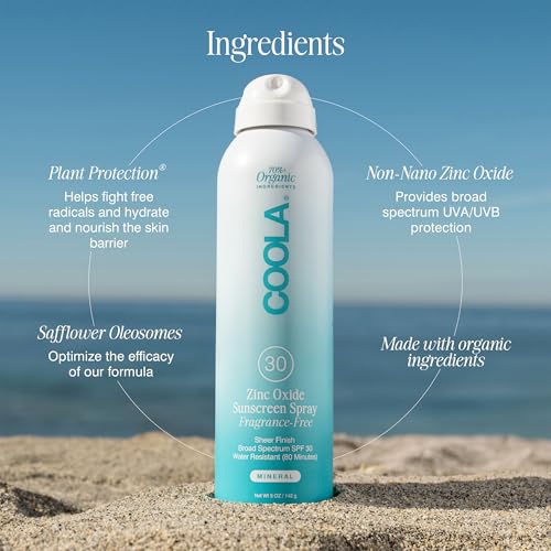 COOLA Organic Mineral Sunscreen SPF 30 Sunblock Spray, Dermatologist Tested Skin Care for Daily Protection, Vegan and Gluten Free, Fragrance Free, 5 Fl Oz - Image 5