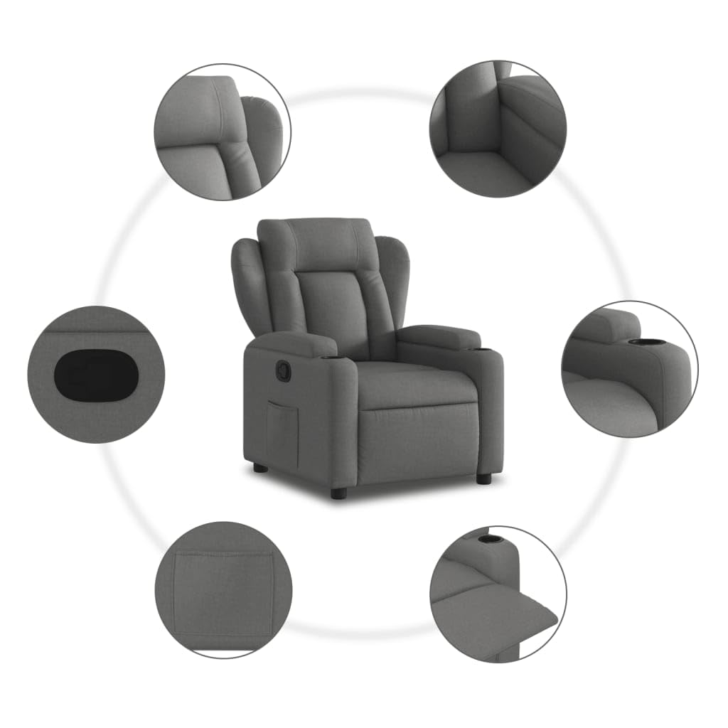 ARKEM Sillón reclinable de Tela Gris Oscuro Sofa Individual Sillon Masaje Relax Sofa 1 Plaza - 372404