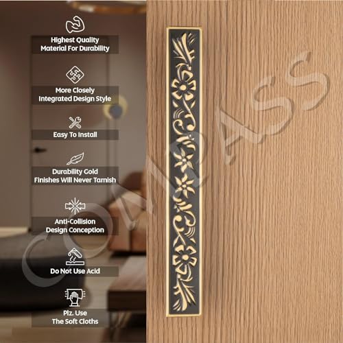 Image of COMPASS Main Door Handles for Home 24 inch, Brass Door Handle for Main Door, Heavy Duty Pull Handle for Wooden, Glass & Metal Doors