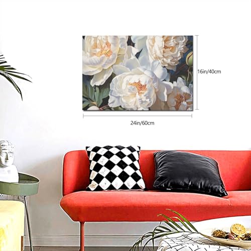 Poster mural à suspendre pivoine blanche déco salon moderne