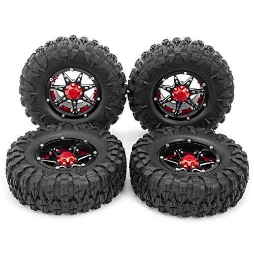 4Pcs 2.2" Metal Beadlock Wheel Rims& Rubber Tires for 1/10 RC Axial Wraith RR10 YETI SCX10 D90 TRX4 CC01