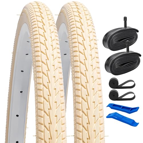 2本セット,26 1 3/8 タイヤ,26x1 3/8 37-590 自転車タイヤ + 26x1 3/8 チューブ 肉厚 米式バルブ32mm + リムテープ + タイヤレバ,適用 26インチ 1 3/8 ロードバイク、車椅子,Y-234(オパリン)