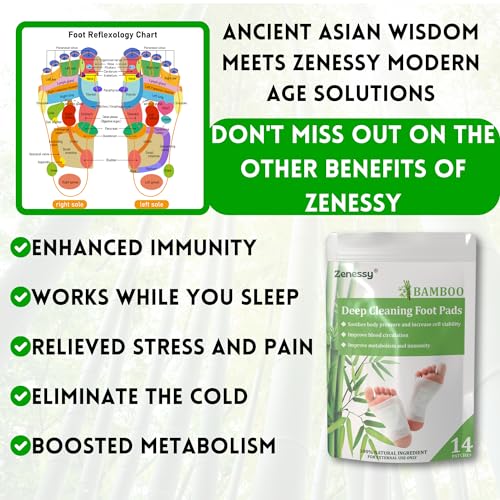 14 Pads | Deep Cleansing Foot Pads | Better Sleep & Foot Care | Bamboo Foot Patches | Organic Japanese Foot Pads | Cleanse & Energize | Organic Herbal Ingredients