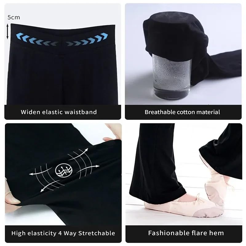 Legging évasé pour filles et pantalon de danse extensible noir