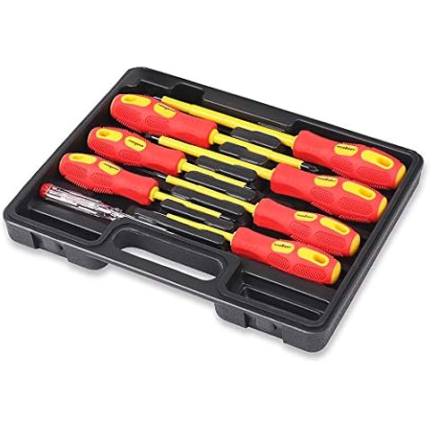HORUSDY 8-Piece 1000V VDE Insulated Screwdriver Sets, Magnetic Tip Electrician Screwdriver Set Cover