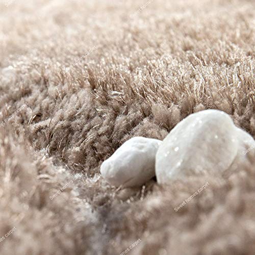 Image of SWEET HOMES. Super Ultra Soft Shaggy Handcrafter Anti Skid Silk Touch Carpet, Size 3X5 Feet, Colour, Solid Beige
