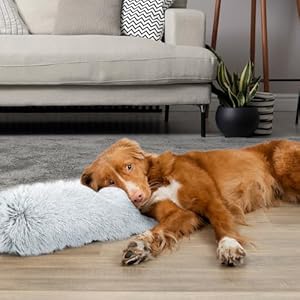 HOMBYS-Dog-Claming-Pillow-for-Large-and-Medium-Dogs-Soft-Faux-Fur-Dog-Neck-Pillow-Improve-Anxiety-Relief-Machine-Washable-Pet-Pillow-for-Dogs-Cats-Pet-Calming-ToyLight-Grey-25x8x4 - Cucciolini Doodles   HOMBYS-Dog-Claming-Pillow-for-Large-and-Medium-Dogs-Soft-Faux-Fur-Dog-Neck-Pillow-Improve-Anxiety-Relief-Machine-Washable-Pet-Pillow-for-Dogs-Cats-Pet-Calming-ToyLight-Grey-25x8x4