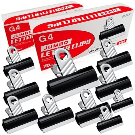 G4GADGET Pack of 10 Jumbo Black Bulldog Clips 70mm – Heavy-Duty Metal ...