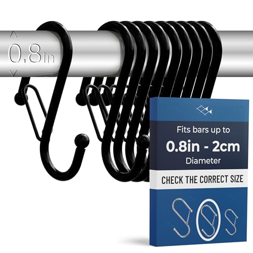 Blau Marité 10 Crochets en Forme de S avec Système Anti-chute. Longueur: 8,3cm. Pour barres jusqu'à 2cm de diamètre. Aide à l'organisation de la maison....
