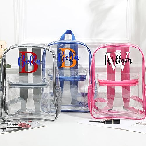 Personalized Name Clear Backpack,Custom Letter Clear Packpack,Heavy Duty Pvc See Through Transparent Backpack3