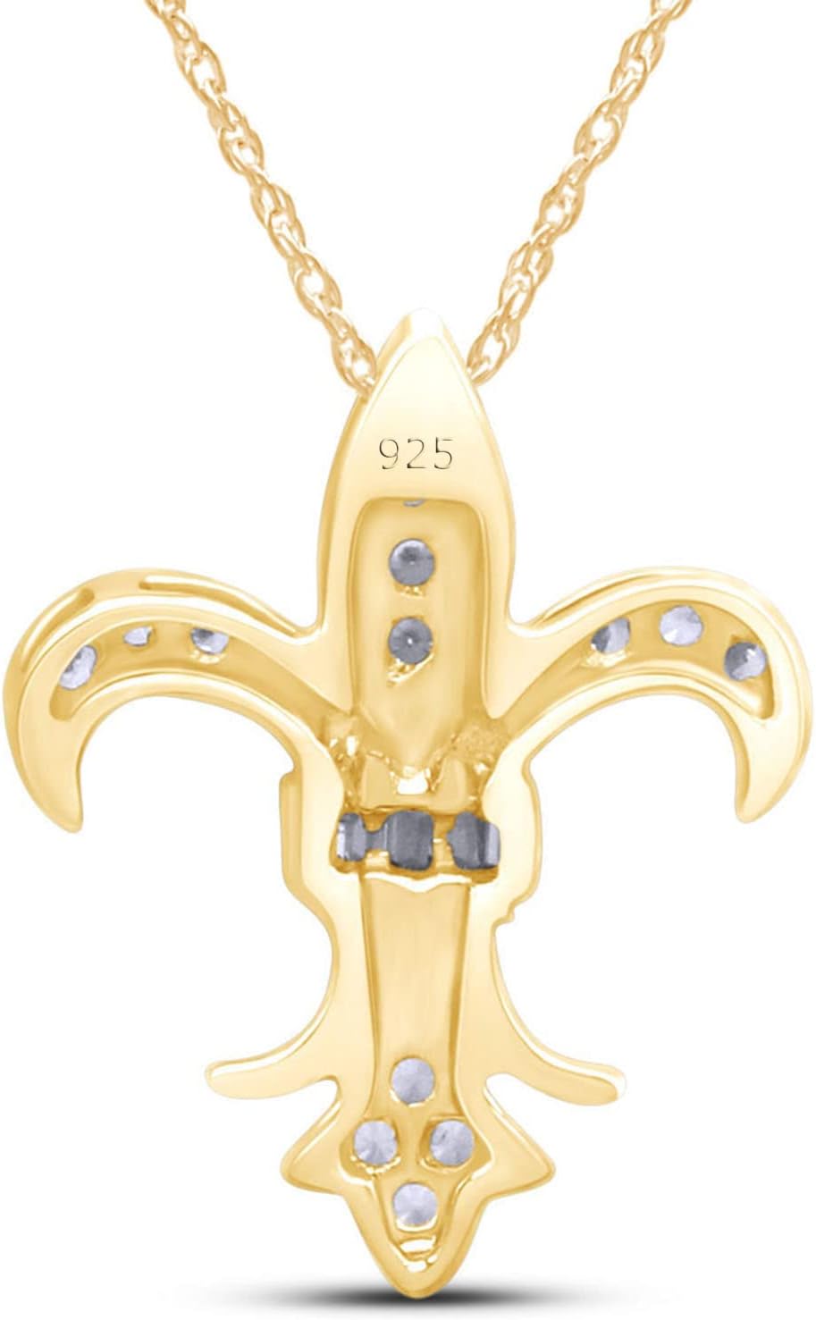 Fleur-de-Lis Pendant Necklace For Women, 1/4 Carat Cubic Zirconia Or Moissanite Diamond Charm Pendant Necklace In 14K White Gold Over Sterling Silver Jewelry Gifts For Her (0.25 Cttw)