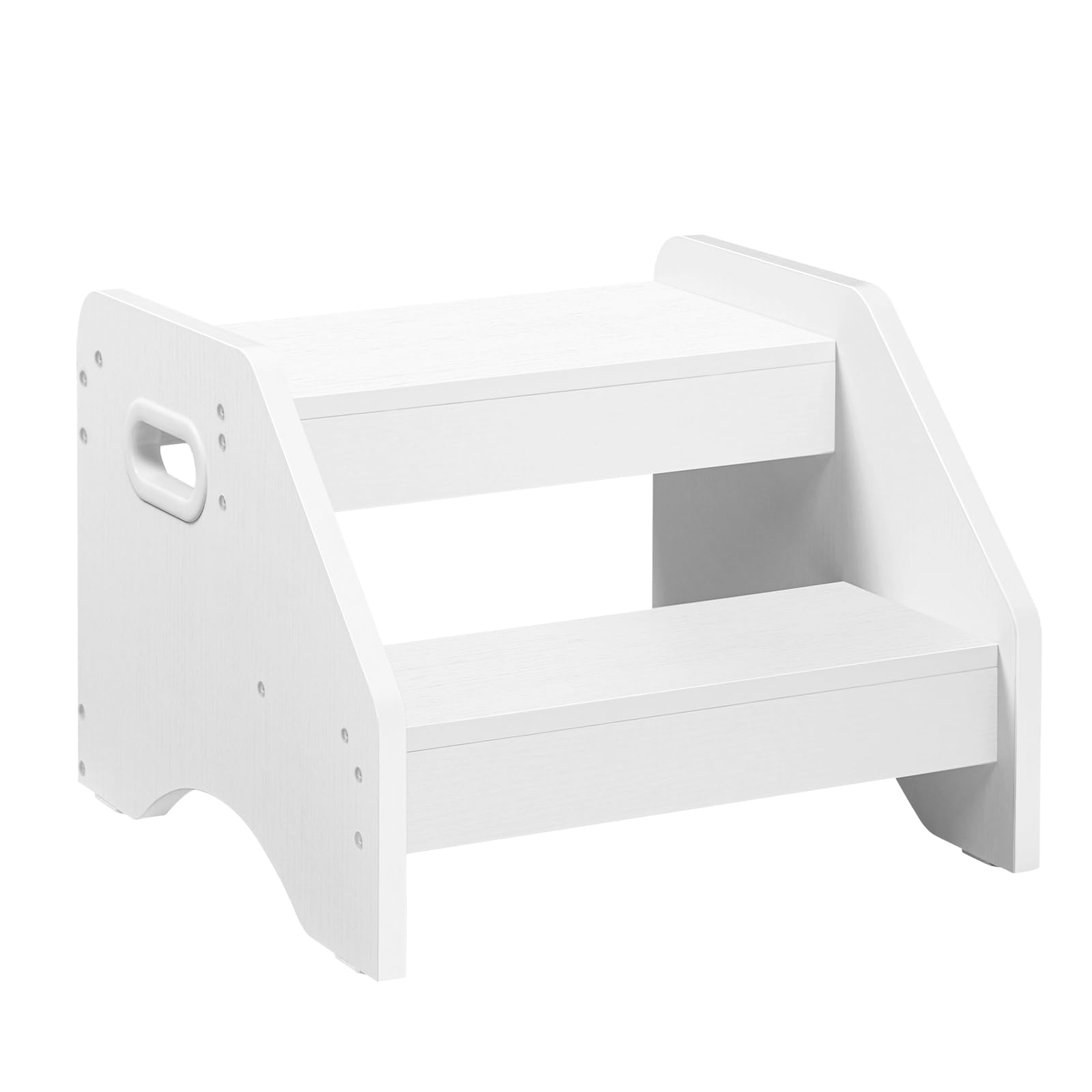 HOOBRO Tritthocker Kinder, 2-stufiger Kinderhocker mit Griffen und Anti-Rutsch-Pads, Kinderschemel für Kinder von 3-8 Jahren, Tragkraft 30 kg, für Kinderzimmer, Wohnzimmer, Küche, Weiß EWT28JD01