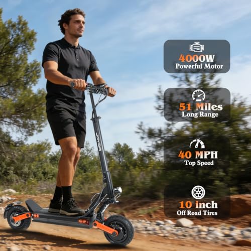Image of Fast Electric Scooter Adults, 1200W /5600W Off Road E Scooter, 35 /50 Miles Long Range, 35 /50 MPH Top Speed, 10 /11 inch Tires, Foldable Kick Scooter for Adults and Teens with Dual Suspension