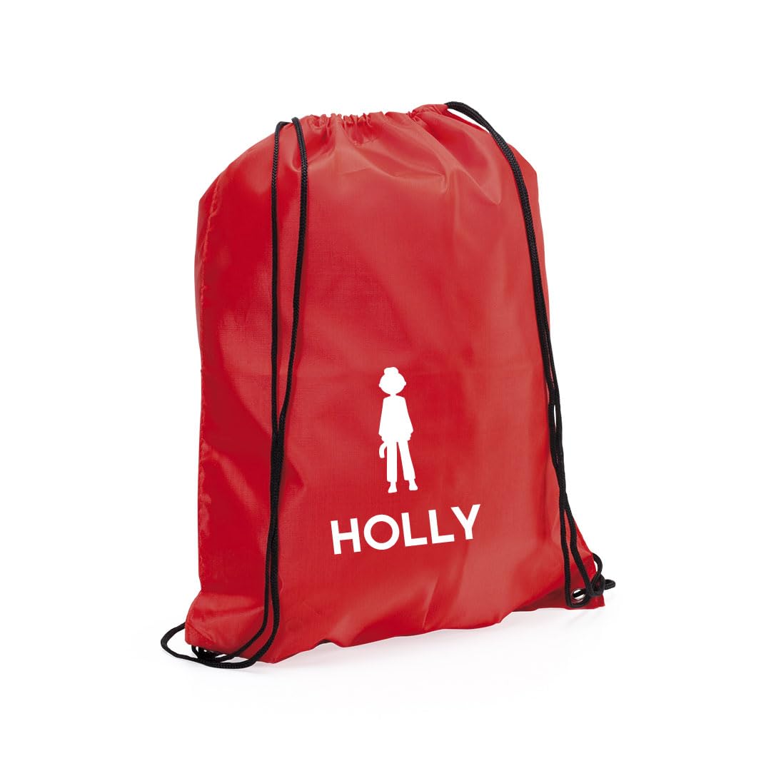 eBuyGB Personalised Martial Arts Bag, Kids Unisex Karate Drawstring Bag Boot Backpack for Sports Day, Girls Boys Rucksack (Red)