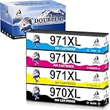 【Rendement de page élevé】 9200 pages pour 970 xl Noir, 6500 pages pour 971 xl cyan,971 xl Magenta,971 xl Jaune. (5% de couverture papier A4).