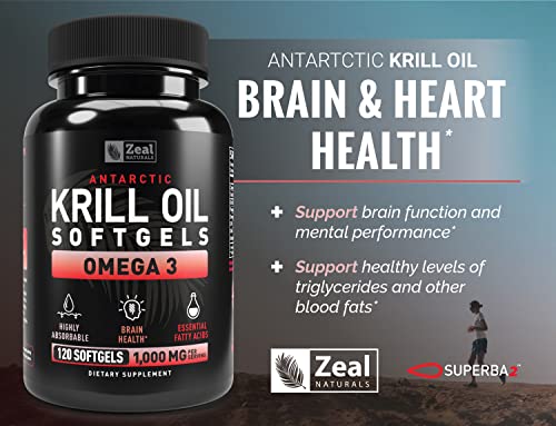 Antarctic Krill Oil 1000Mg (120 Softgels) Omega 3 Krill Oil Supplement With Epa, Dha & Astaxanthin - Omega 3 Fish Oil For Joint, Brain, And, Heart Support For Men And Women #TOP6