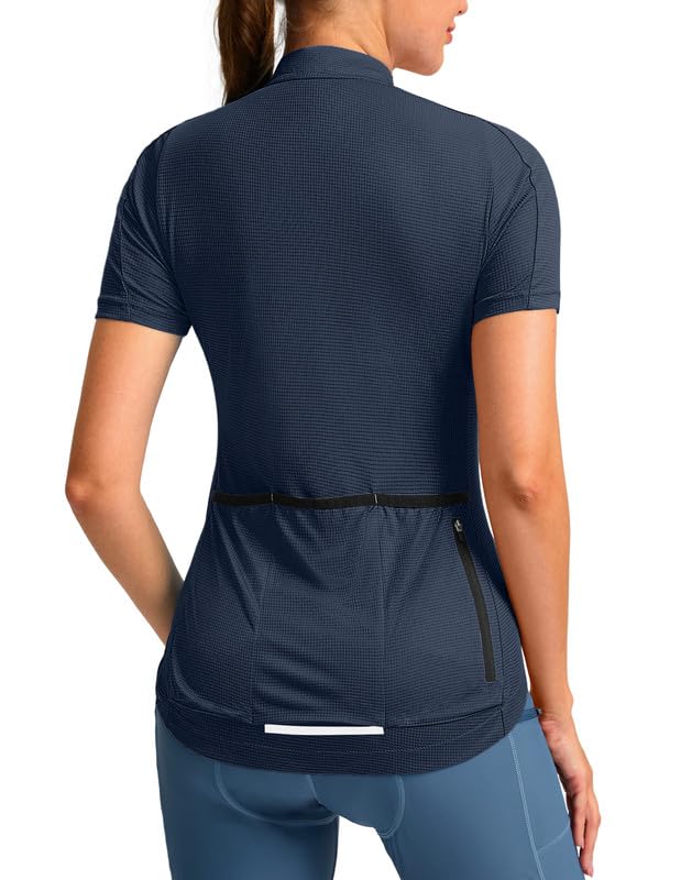 Women's Cycling Jersey Short Sleeve Bike Shirts Full Zipper Bicycle Biking Tops with Pockets Road Mountain Riding