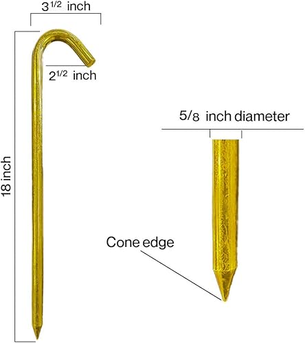 Miniatura 2 de Estacas de acero resistentes 18 pulgadas de largo y 58 pulgadas de diámetro para tiendas de campaña, inflables, vallas y todo exterior en suelo con