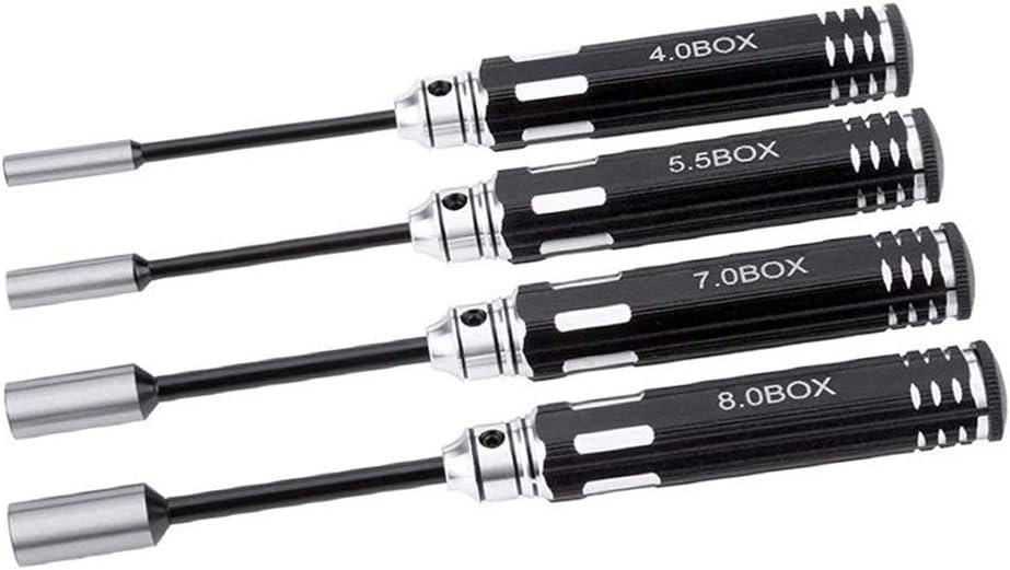Summerwindy RC Model Tool 4PCS Hex Screw Drivers Hex Nut Socket Wrench Sleeve Wheel Spanner 4.0/5.5/7.0/8.0mm for Daily Making Manual and RC Airplane Quadcopter FPV Drones,3racing Car