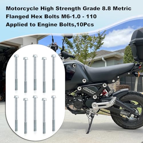 Image of Minho Motorcycle High Strength Grade 8.8 Metric Flanged Hex Bolts M6-1.0 - 110