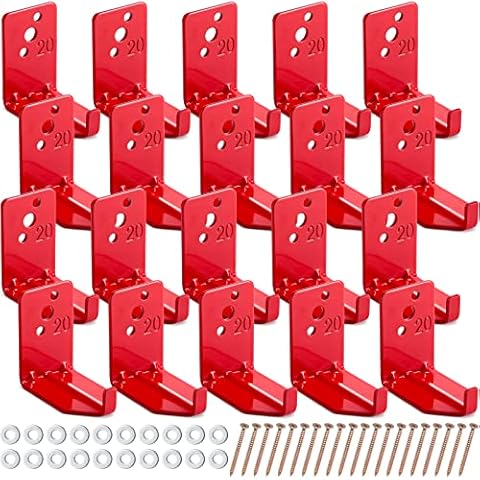 Queekay 20 Pack Fire Extinguisher Mount Universal Fire Extinguisher Bracket 5 to 40 lb Fire Extinguisher Wall Mount Bracket Fire Extinguisher Holder Fire Extinguisher Wall Hook Hanger (Novelty Style) Cover