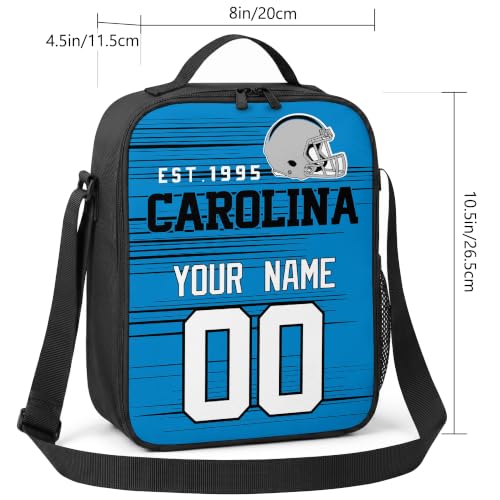 Image of Carolina Lunch Bag Custom Name and Number Personalized Gifts | Custom Personalized Lunch Box for Men Women