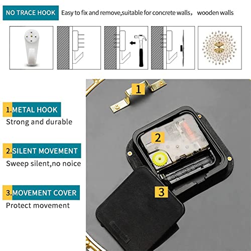 Letmaliy Large Wall Clock For Living Room Decor Modern Big Crystal Non-Ticking Quiet Wall Clocks Decorations For Kitchen Office, Silent Giant Clock Battery Operated Quartz Decorative Indoor Bedroom #TOP6