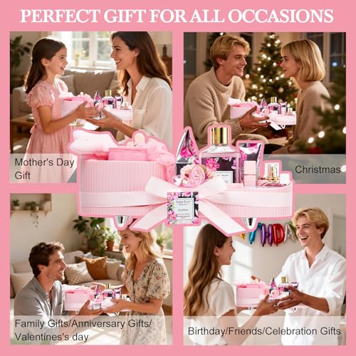 Image of 27 Pcs Spa Day Gifts Basket for Women, Camellia & magnolia Bath and Body Gift, Facial Skin Care Set, Self Care Pampering Kit, Face Serum, Lip Care, Home Spa, Birthday, Mother Day, Bridal Shower