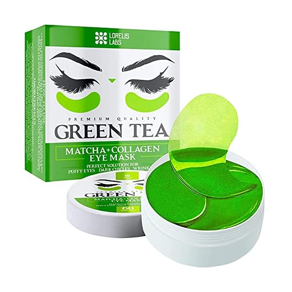 Premium Green Tea Matcha Under-Eye Patches for Puffy Eyes and Eye Bags - Anti-Wrinkle Under-Eye Mask for Dark Circles and Puffiness with Hydrating Effect - Hyaluronic Acid and Collagen Eye Pads