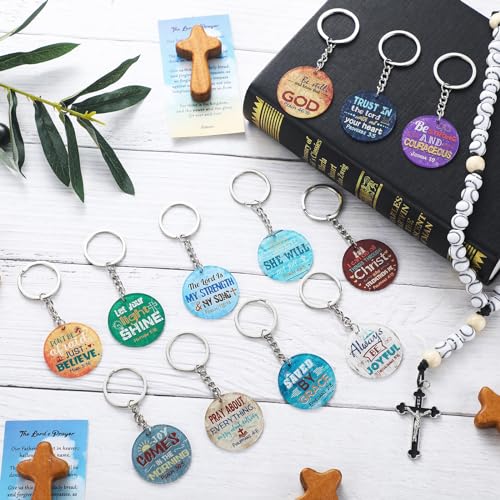 Image of Janmercy 120 Pcs Acrylic Christian Keychain Bulk Floral Bible Verse Keychain Religious Scripture Jewelry Gifts for Women Men