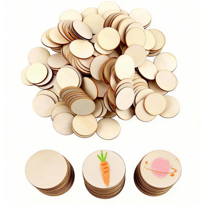 200PCS Rondelles Bois Naturel Brut 30 mm en Contreplaqué, Rondin de Bois pour Bricolage DIY, Bois pour Pyrogravure, Décoration Mariage Noël, Scrapbooking et...