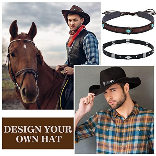 6 Pcs Cowboy Hat Band Replacement Handmade Ethnic Western Hat Belts Adjustable Hat Bands For Cowboy Hats Head Hat Band Collection For Straw Felt Fedora Panama Hats #TOP2