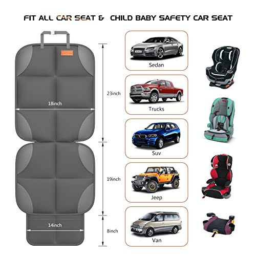 Image of SMART ELF 2 Pack in Gift Box Car Seat Protector (Dark Gray) | Thickest Padding and Non-Slip Backing Mesh Pockets for Baby and Pet, Sedan SUV Truck