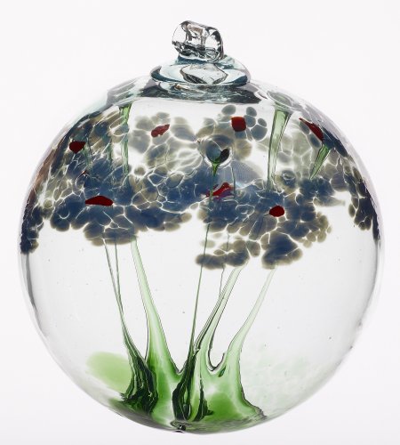 Kitras 6-Inch Blossom Ball Glass Ornament, Sympathy