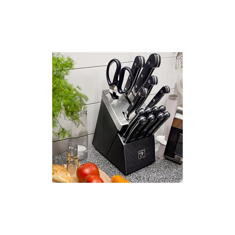 Henckels-Classic-15-pc-Self-Sharpening-Knife-Block-Set-8-Steak-Knives-Paring-Knife-Serrated-Utility-Knife-Prep-Knife-Santoku-Knife-Chefs-Knife-Kitchen-Shears-Black-Block Henckels Classic 15-pc Self-Sharpening Knife Block Set | 8 Steak Knives, Paring Knife, Serrated Utility Knife, Prep Knife, Santoku Knife, Chef’s Knife, & Kitchen Shears, Black Block