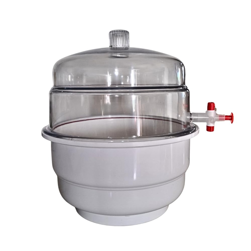 AANIJ® Desiccator Vaccum PP/PC 200 mm (Pack of 1) Laboratory Plasticware Heavy Duty Moisture Free Storage Jar with Vacuum Valve Models for Chemistry, Research & Pharma Labs