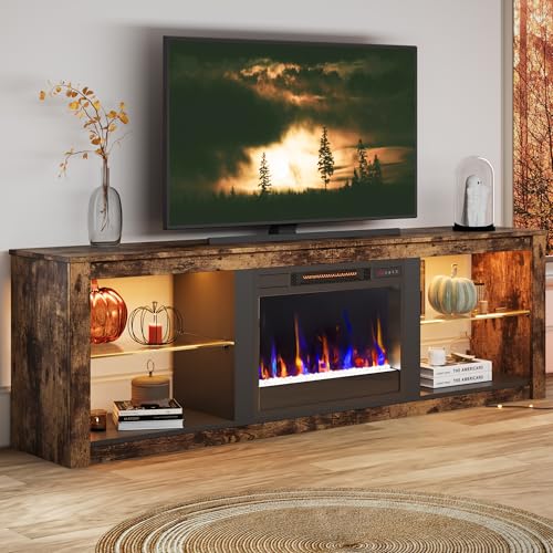 Bestier 70 Inch Fireplace TV Stand for TV up to 75
