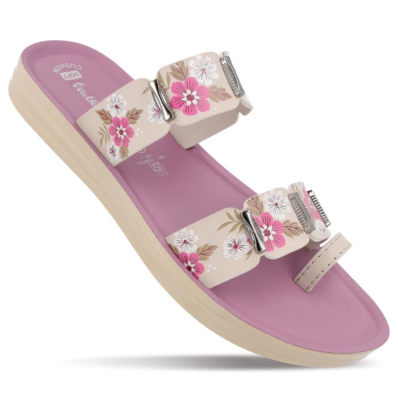 Image of WALKAROO Flat Sandals For Women|Soft Cushion Footbed, Lightweight PU Sole & Slip-On Sandals|WLR74018