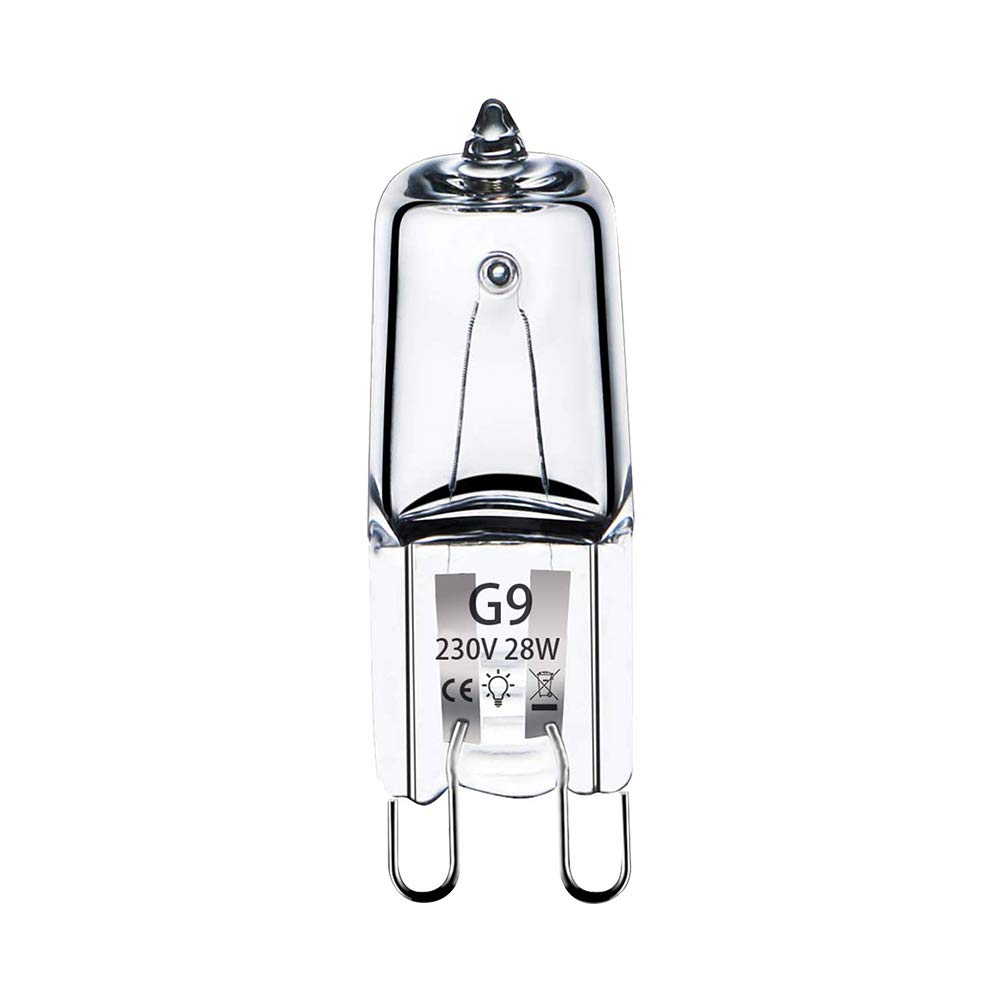 Yicare Halogen Bulbs 10pcs G9 Halogen Light Bulbs 230V 28W 2800K Warm White 370lm Clear G9 Capsule Bulb Dimmable