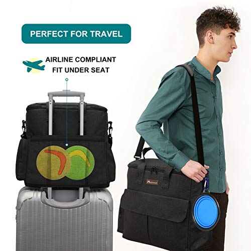 Modoker Dog Travel Bag,Weekend Pet Travel Set for Dog and Cat, Airline Approved Tote Organizer with Multi-Function Pockets Black