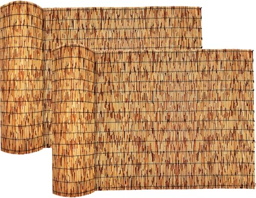 Reed Fencing Rolls,Patio Privacy Screen,Decorative Bamboo Fence Rolls for Patio Balcony Garden Backyard Outdoor,6x16FT(2Pcs)
