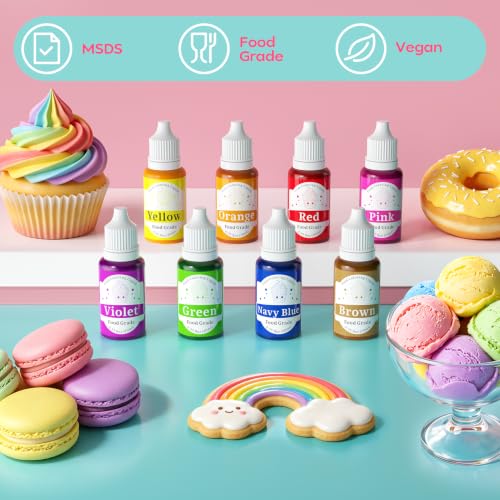 Image of Food Coloring Set - 8 Colors Liquid Edible Dye for Baking Cake Cookie 10ml
