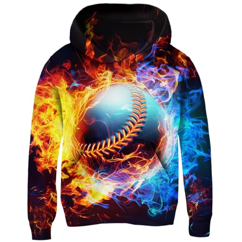 AIDEAONE Boys Girls Fleece Hoodies 3D Print Plush Pullover Hoodie Casual Hooded Sweatshirts with Pocket for Age 5-16 Kids