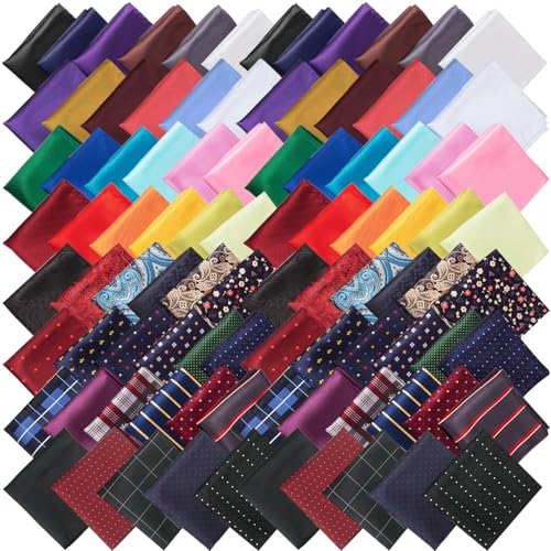 Image of SATINIOR Men Pocket Square Handkerchief Soft Colored Hankies for Party Wedding Thanksgiving Day Christmas 8.3''x 8.3''