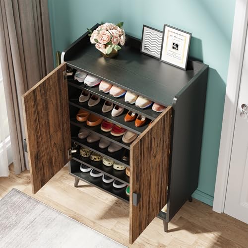 image for Tribesigns Shoe Cabinet with Doors, 7-Tier Shoe Storage Cabinet with A