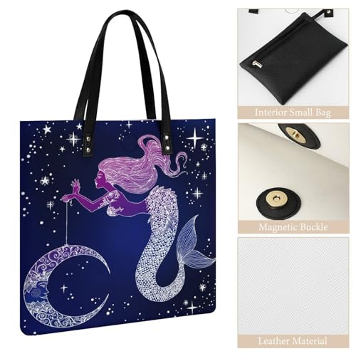 Sac à main sirène de la lune grand format carré au design féerique - 4