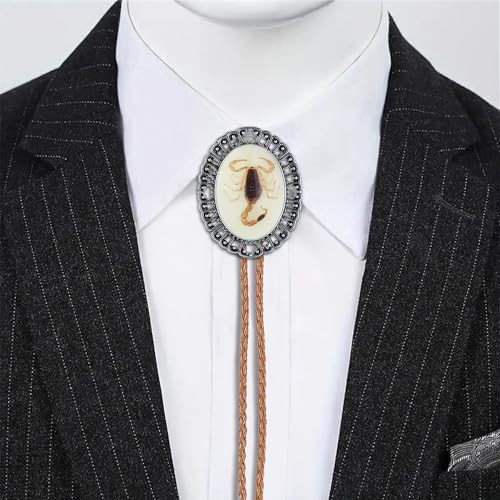 Image of GelConnie Native American Bolo Tie Rodeo Cowboy Leather Necktie Western Necklace Costume Accessories for Men,Women