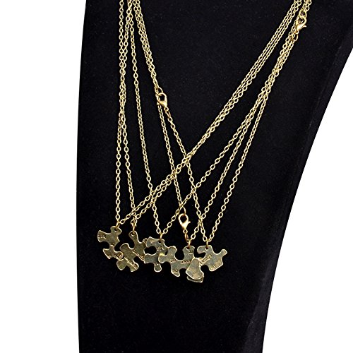 5 Pcs Vintage Best Friends Necklace Antique Brass Puzzle Pendant Set For Friends Bff Friendship Necklace #TOP3