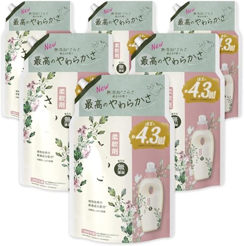 柔軟剤 詰め替え, ピュアソープの香り, 1640mL×6袋, 無添加, 大容量